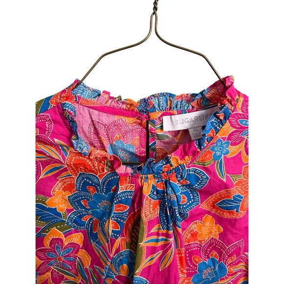 Sugarlips Women's Size XS Lorie Floral Baretta Short Sleeve Blouse - Picture 4 of 8